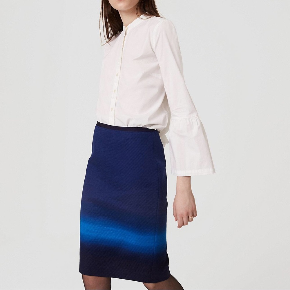 LOFT blue ombré pencil skirt NWT